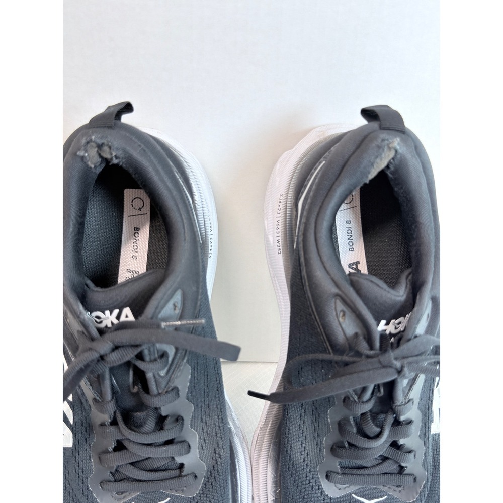 Hoka Bondi 8 Running Shoes Womens 9B Black White Good Max Cushion 1127952 BWHT - Picture 3 of 12